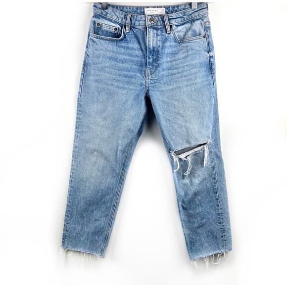 TopShop Distressed High-Waisted Straight Crop Jeans 28 Grunge - Picture 1 of 8